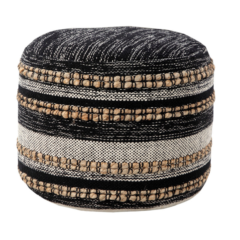 Lakysha Handmade Striped Cotton & Jute Woven Ottoman Pouf