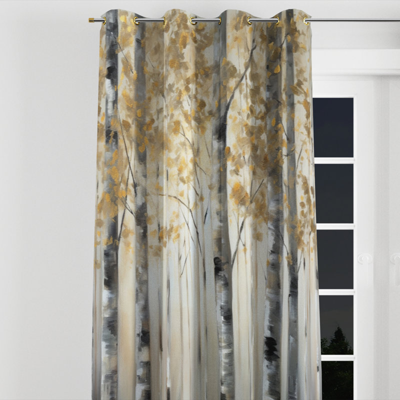 Analice - Modern Grommet Curtain - Velvet Room Darkening - 1 panel, 52" W x 95" L, Golden Grommets