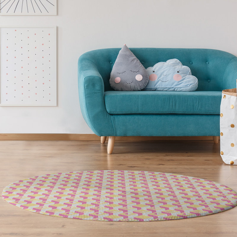Tapis orange/jaune skyscrapers light, Rond 5 pi