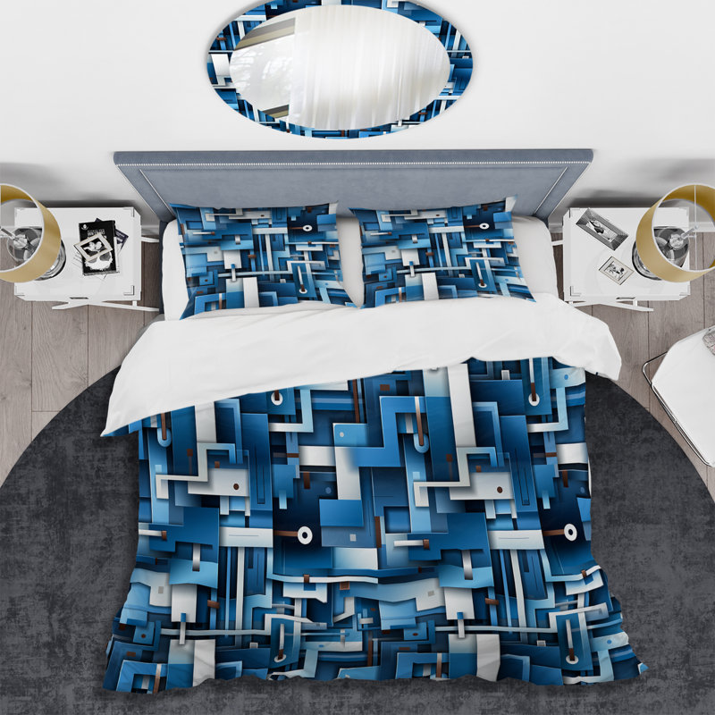 Ensemble de housse de couette en microfibre Urban Cobalt, Housse de couette simple + 1 taie décorative stan