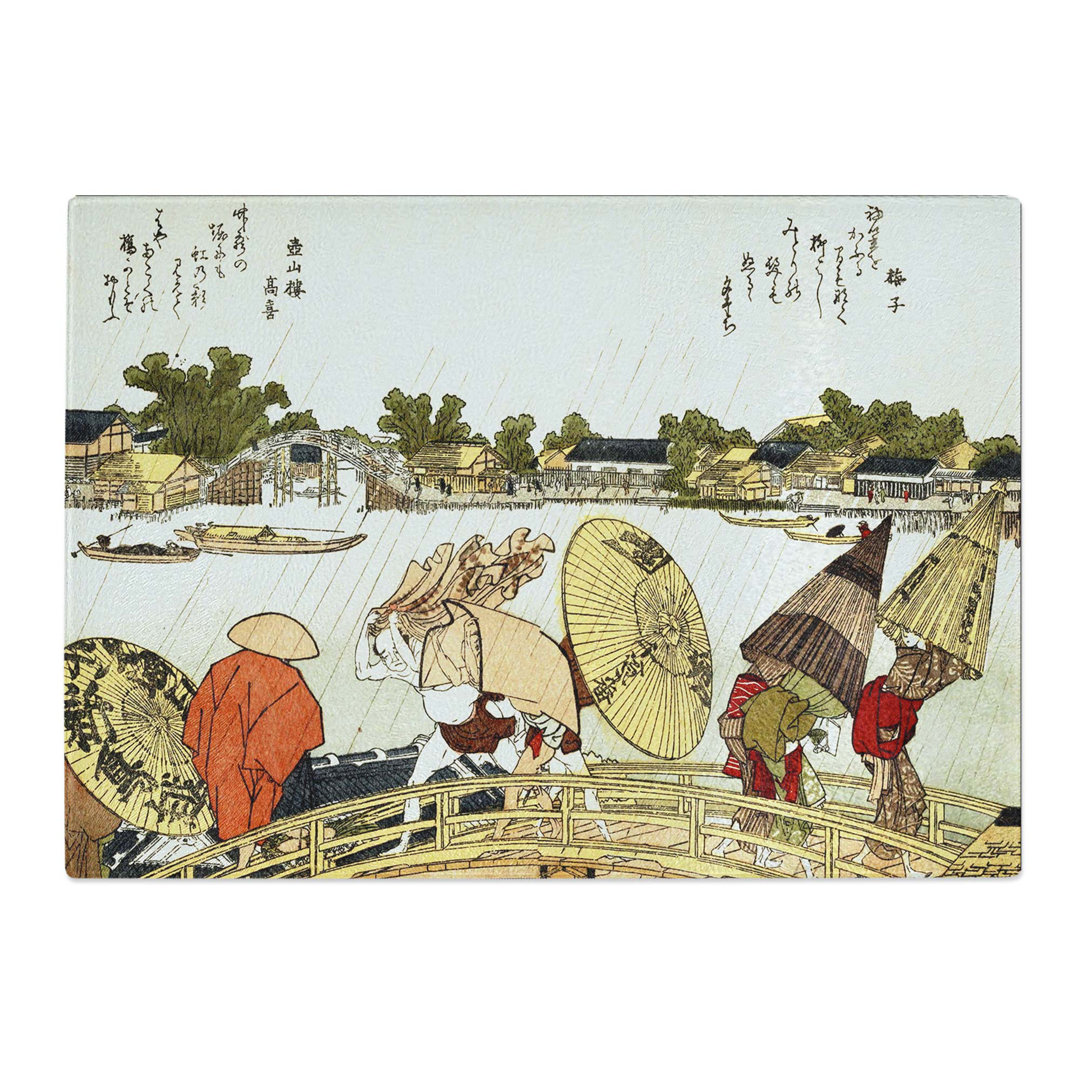 Tempered Glass the Makura Bridge by Katsushika Hokusai Chopping Board