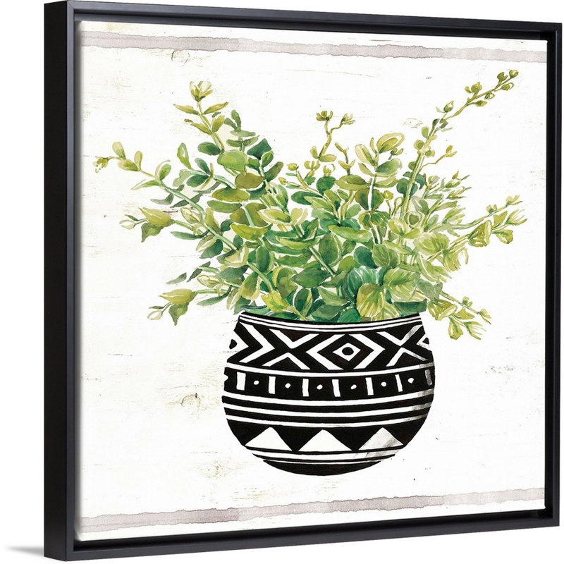 Art mural sur toile Succulent II en tissu boue noir et blanc, Toile avec cadre noir, H 12 po x l 12 po x P 1,75 po