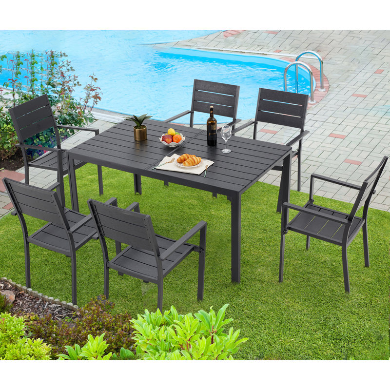 Hazen Rectangular 6 - Person 59'' Long Aluminum Dining Set