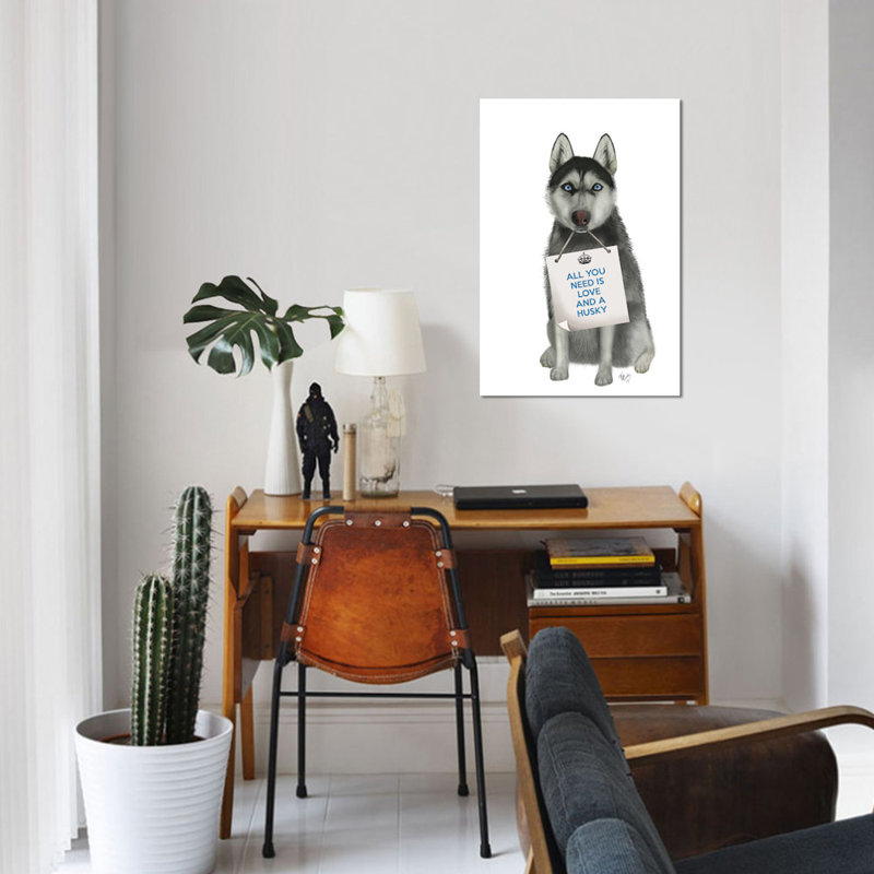 «All You Need is Love Series: Husky», impression sur toile, H 26 po x l 18 po x P 1,5 po, Toile tendue, Pas de tapis