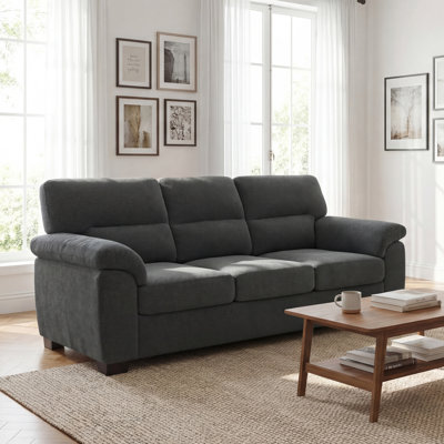 3-seater Sofa, Dark Gray Upholstered Couch, Modern Living Room Furniture
