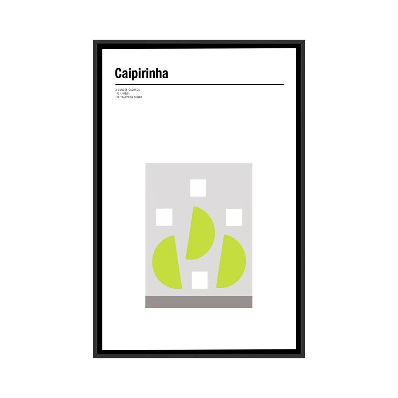 « caipirinha », impression sur toile, H 26 po x l 18 po x P 1,5 po, Toile avec cadre noir, Pas de tapis