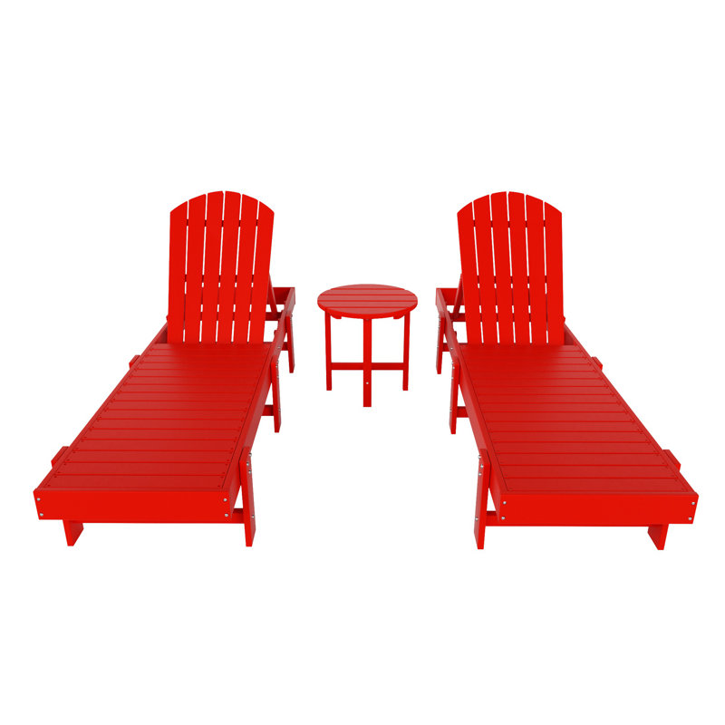 Altura Outdoor Chaise Lounge with Table, Red