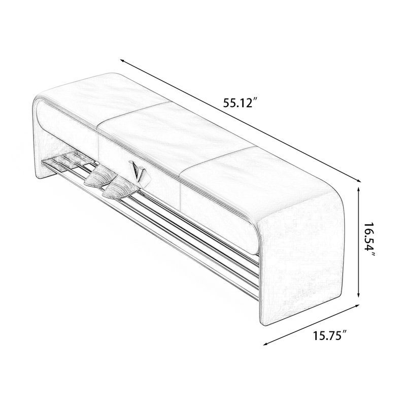 Banc de rangement rembourré pour chaussures, Café