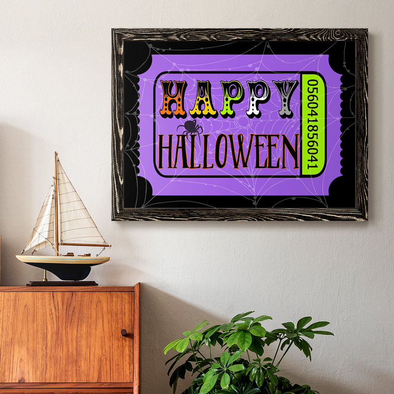 "Happy Halloween Billet", art textuel sur toile, H 18 po x l 26 po x P 1,5 po, Noir