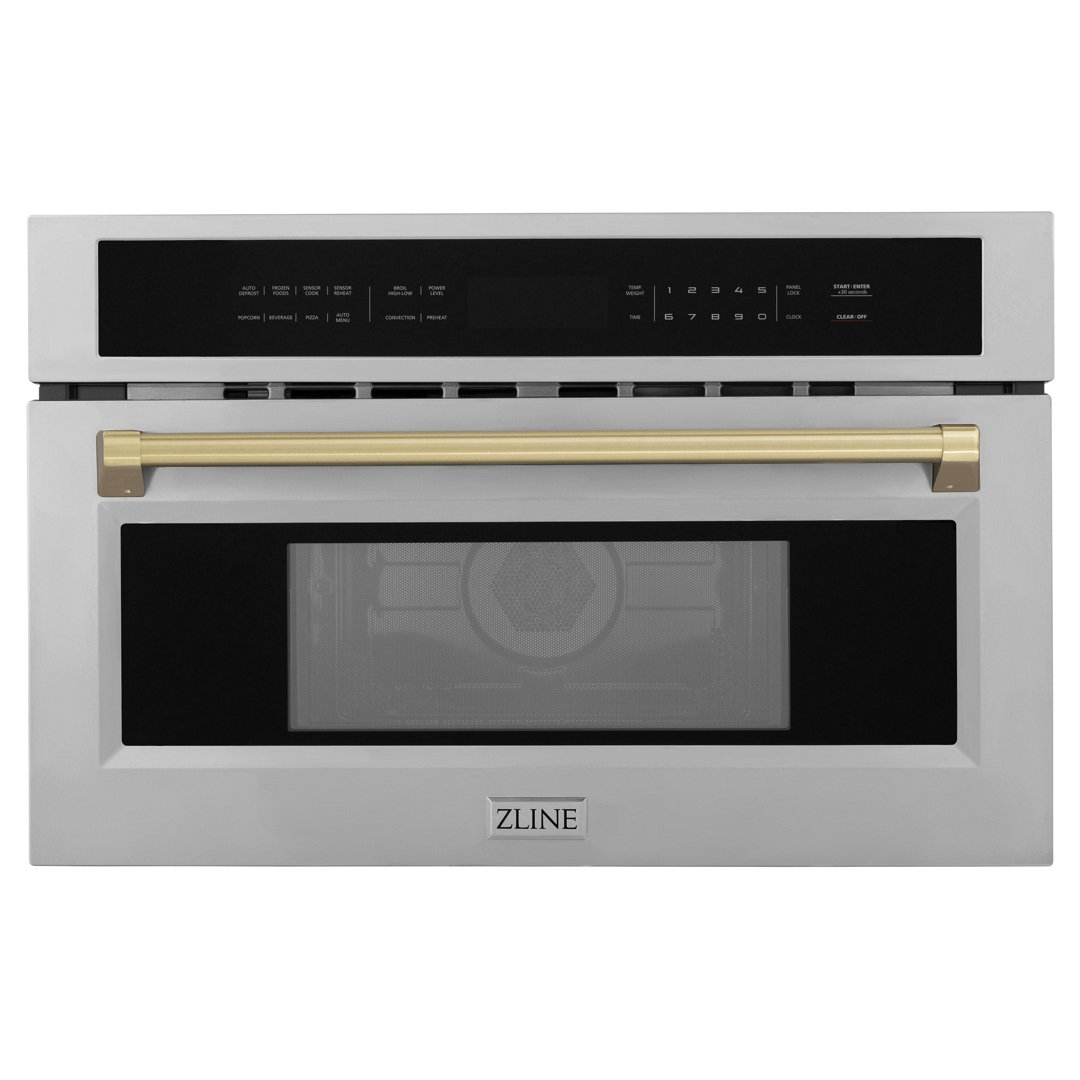 ZLINE Autograph Edition 30 in. 1.6 cu ft. Built-in Convection Microwave Oven in Satin Stainless Steel ZLINE Accent 