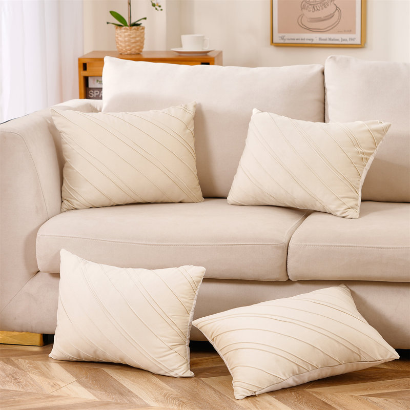Warissi - Housse de coussin pour lit double à rayures Vlevet, Housse de coussin seulement - sans insert, Crème