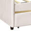 Lit de jour simple avec deux tiroirs en velours beige - Créez une ambiance relaxante dans votre espace de rangement tapissier