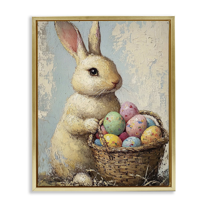 Art mural sur toile flottante, panier de lapin de Pâques, design par Franklyn Gregory, H 31 po x l 25 po