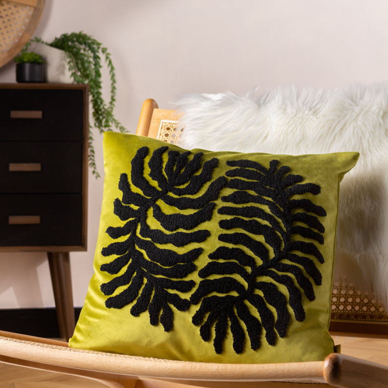 Floral Square Cushion, Moss