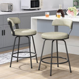 Kipton Low Back Bar Stools Metal Leather Counter Stools