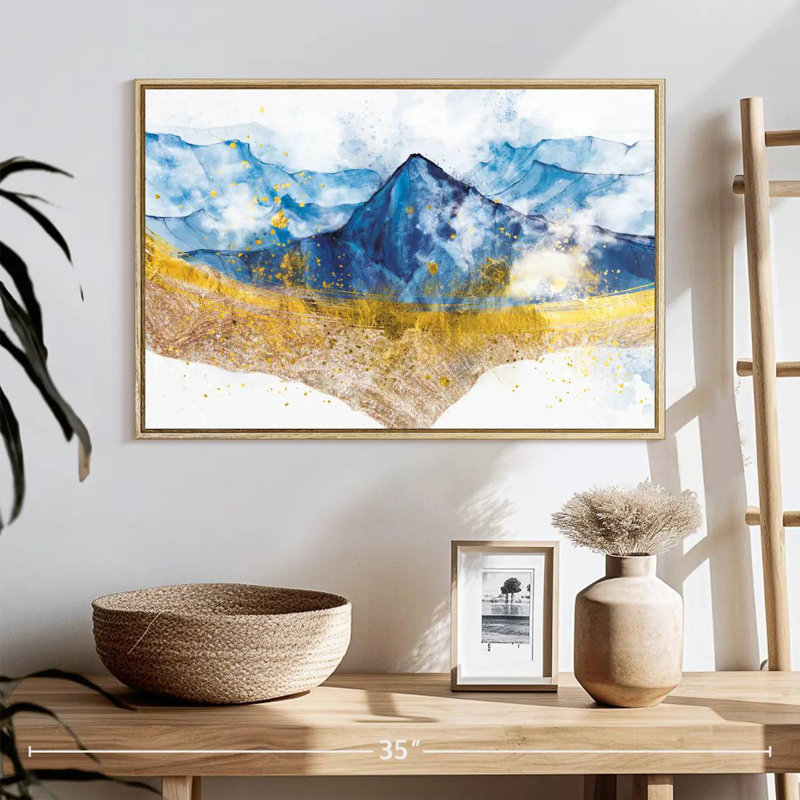 Golden Grieco Mountain, Cadre flottant en bois naturel, 25 po x 17 po