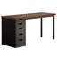 Bureau d'ordinateur 47 po avec 5 tiroirs et armoire réversible, bureau rustique brun et noir avec rangement, table d'écriture moderne pour petits espaces-1349850662