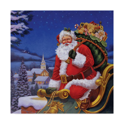 « toit supérieur père noël », reproduction de peinture à l’acrylique sur toile tendue