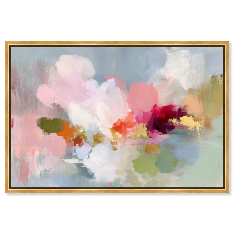 "Floral Haze III", reproduction murale encadrée rose par Art Remedy, cadre blanc, 15 x 10, H 11 po x l 16 po, White Frame