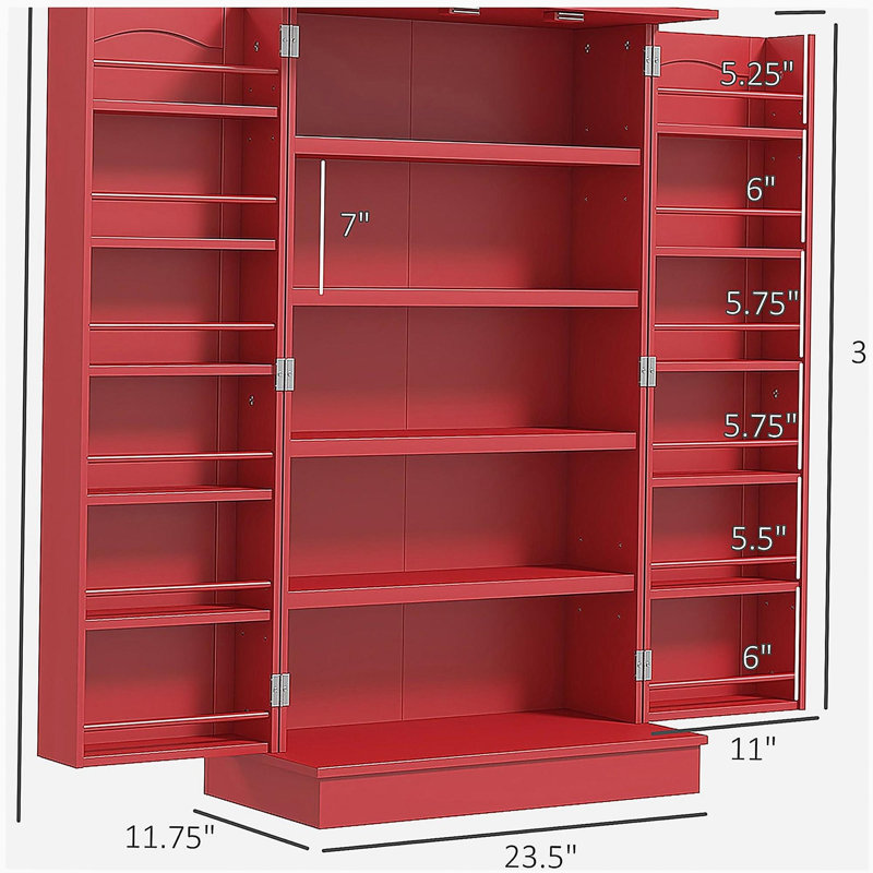 Grande armoire de rangement, armoire de cuisine avec portes doubles et tablettes à 5 niveaux pour la maison
