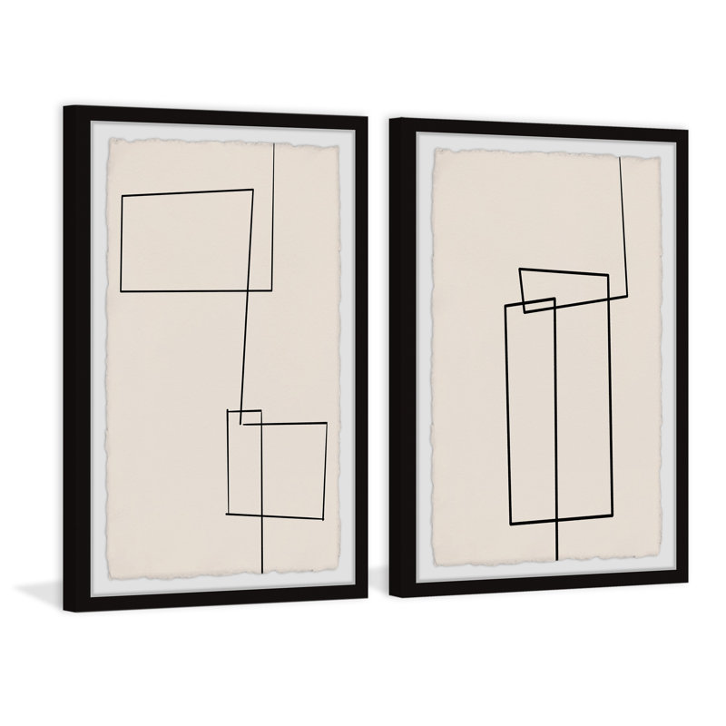 Ziyamet Unbroken Lines by Marmont Hill - 2 Piece Single Picture Frame Painting Set, 45cm H x 38cm W x 3.81cm D