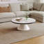 71 cm Round Marble-Pattern Glass Coffee Table