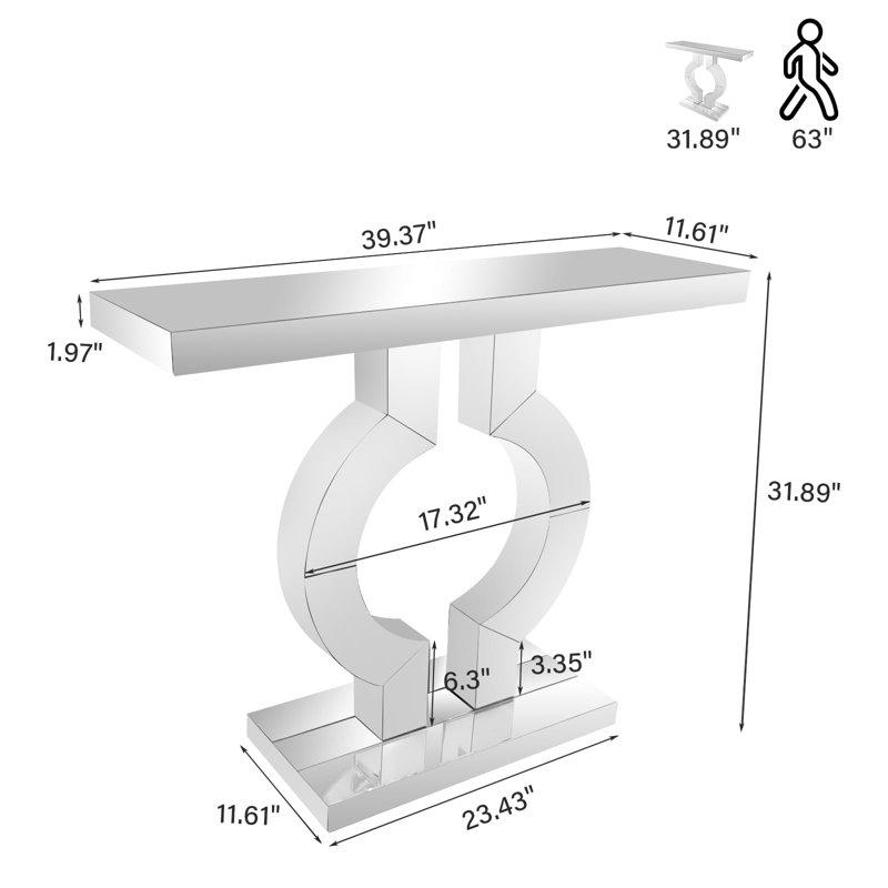 100cm Glass Top Console Table