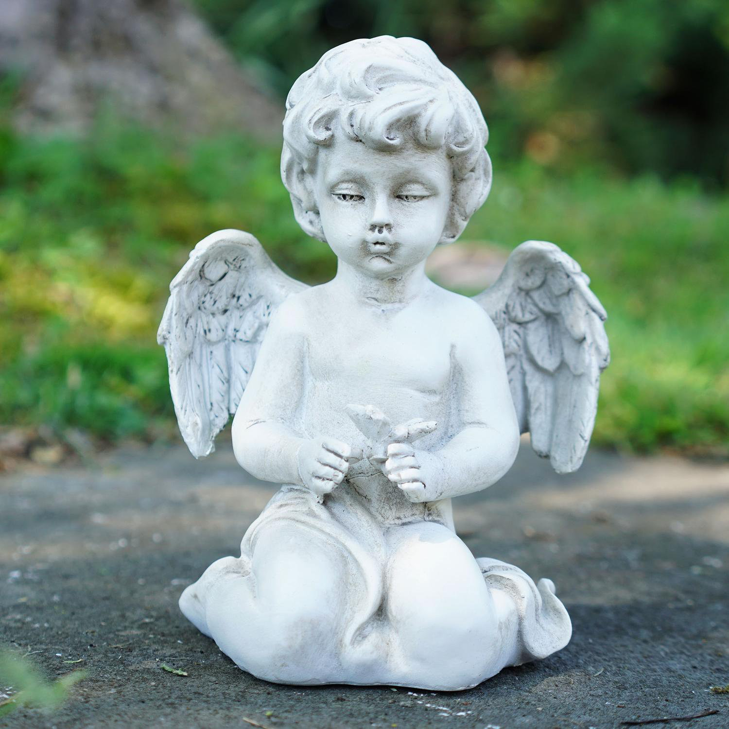 Northlight 6.5" Gray Sitting Cherub Angel Decorative Outdoor Garden