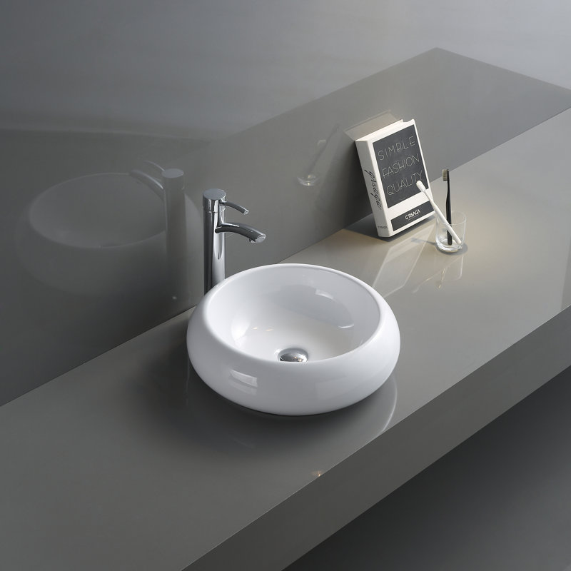 Lavabo vasque de salle de bain rond 18 po Ruvati