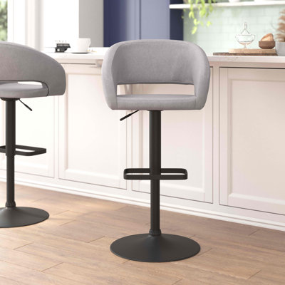 Tabouret de bar contemporain à hauteur réglable en vinyle avec dossier moyen arrondi