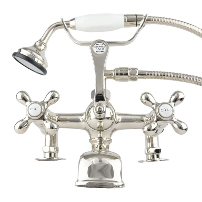 Robinet de baignoire à fixation sur comptoir British Téléphone (P0341), Nickel poli