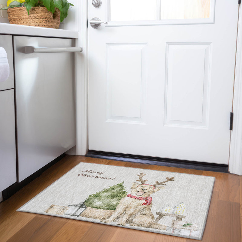Premium Machine Washable Cerrito AMF219 Taupe Rug, Rectangle 1'8" x 2'6"