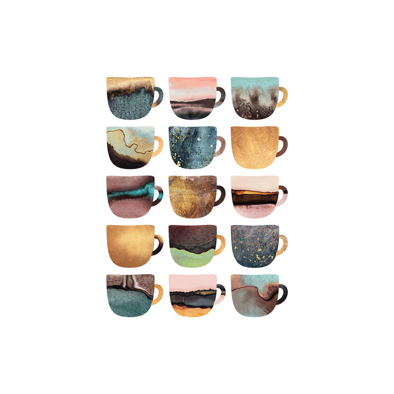 Earthy Coffee Cups by Elisabeth Fredriksson - Print on Canvas, 101.6 cm H x 66.04 cm W x 3.175 cm D, No Frame