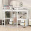 Lit mezzanine double avec bureau, armoires, tiroirs et plateau de chevet, station de charge-237535775