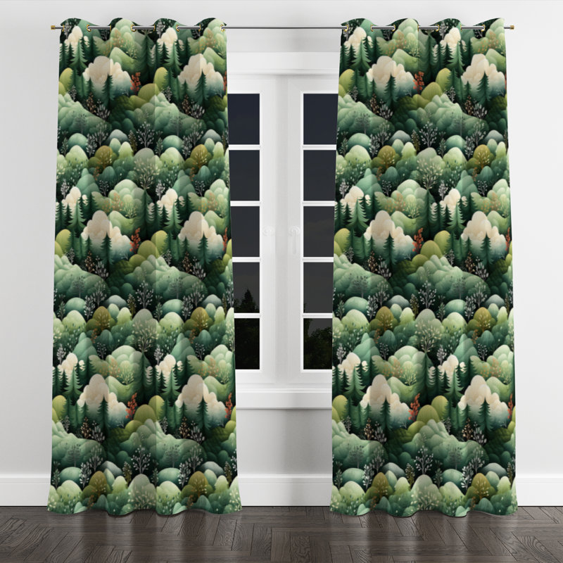 Rideau occultant avec œillets Green Forest, L 52 po x L 108 po, Œillets dorés