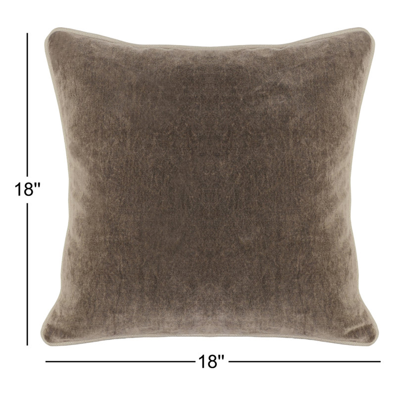Harriet Cotton Throw Pillow, Brown, Square 18"
