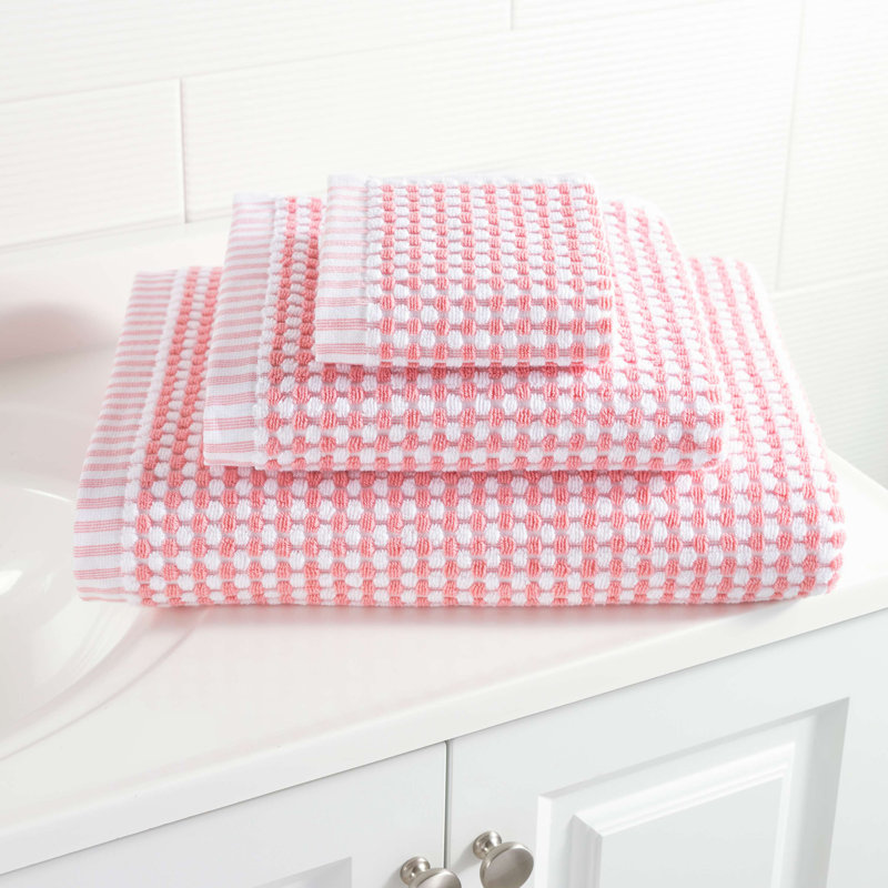 Oversized Coral and White Turkish Cotton Bath Sheet