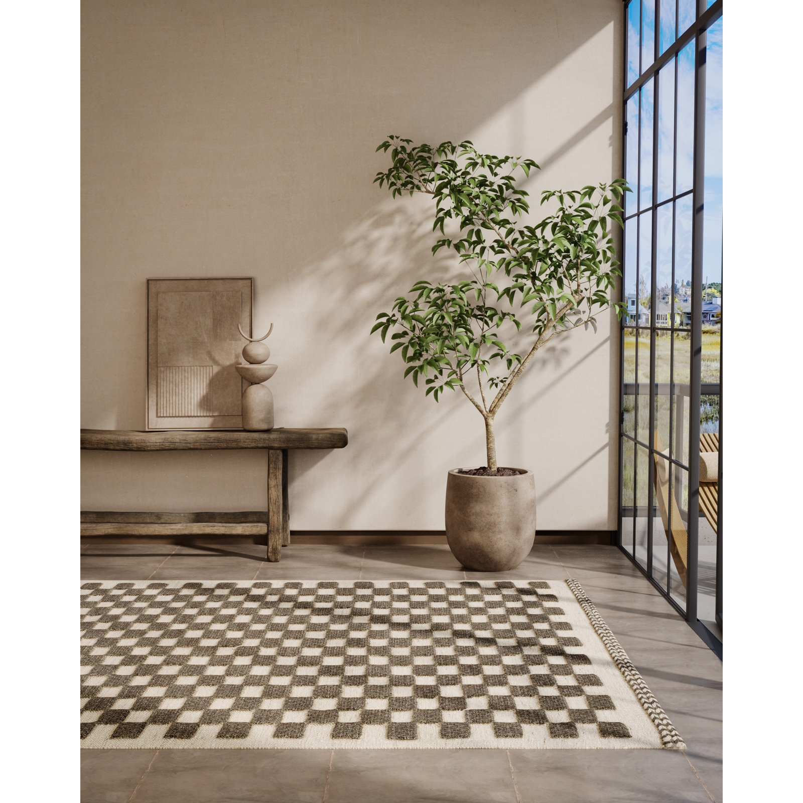 Azle Handmade Wool Rug, Rectangle 6'3" x 9'
