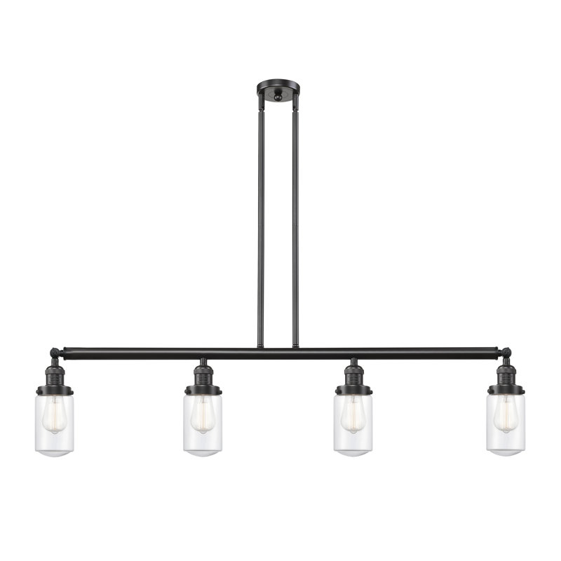 Luminaire suspendu linéaire pour îlot de cuisine 4 lumières Lemoine, DEL, Nickel poli, Transparent