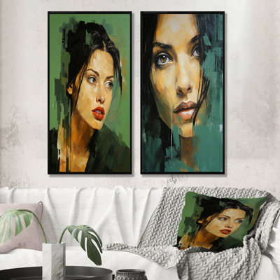 «Green Jade Jolie Portrait», ensemble d'art mural sur toile Celebrity / Famous