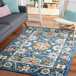 Oriental Hand Tufted Wool/Cotton Area Rug in Green/Blue/Orange/Yellow/Pink/Ivory 6ft x 9ft 