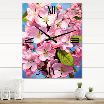Apple Blossom Fusion I - Floral Modern Wall Clock