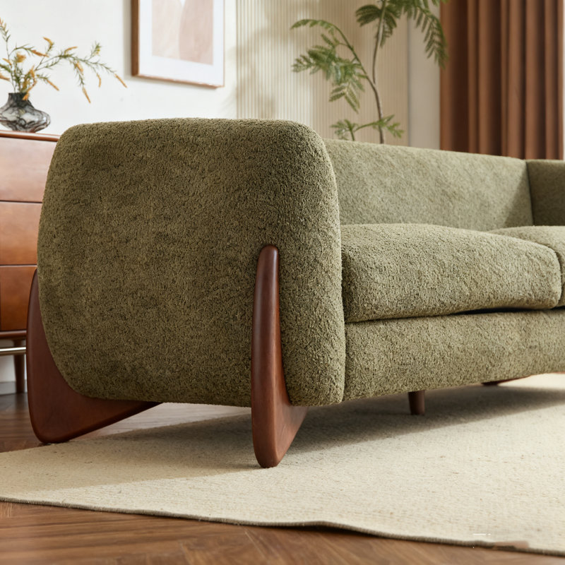 Canapé Boucle Sherpa pour le salon, Vert olive