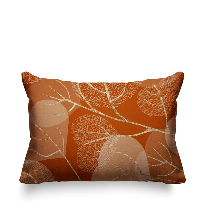 Coussin lombaire intérieur / extérieur Baka Leafs, Orange / or