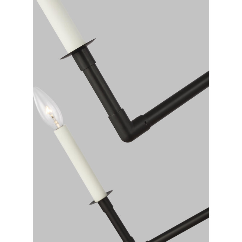 Jachin 6 - Light Dimmable Modern Linear Chandelier, Aged Iron, 26" H x 32" W x 32" D