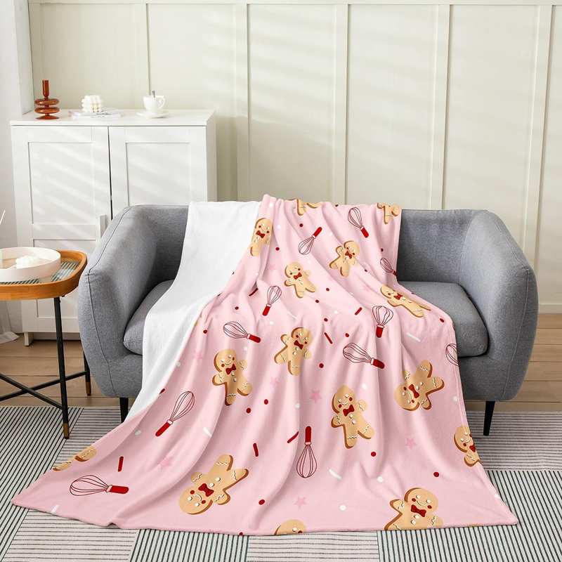 Joli lit simple en flanelle molletonnée rose, pain d'épice, 40 po x 50 po