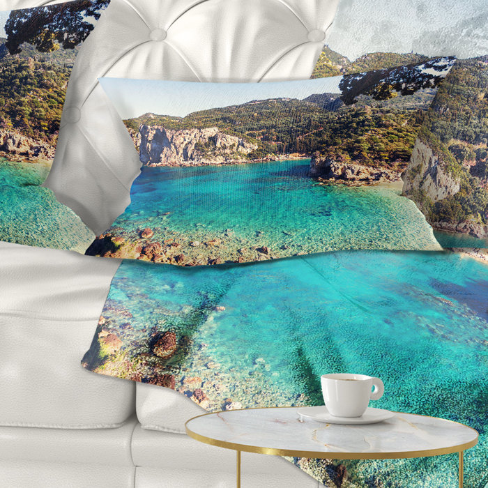 Coussin Rocky Beach avec turquoise, Rectangulaire, 12 po x 20 po