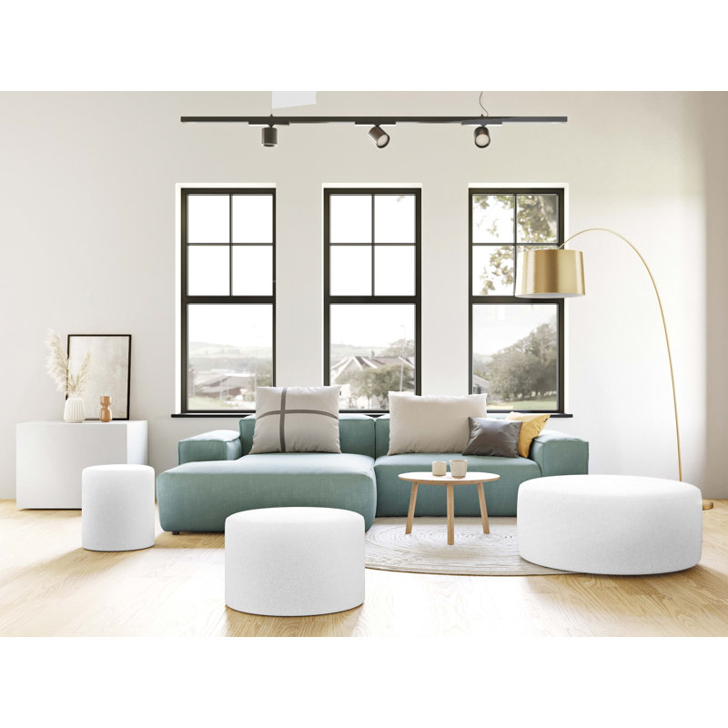 Repose-pieds rond 24 po Aylianna, Boucle blanche 100 % polyester