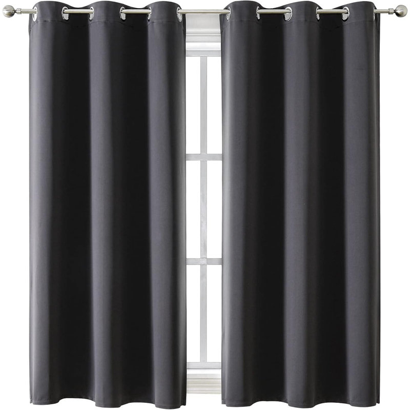 Blackout Curtain Pair, 42" W x 63" L, Matte Gray