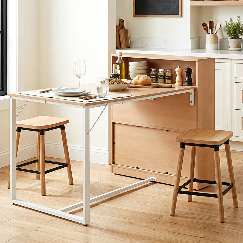 4-6 Person Dining Table with Storage, Beige/White